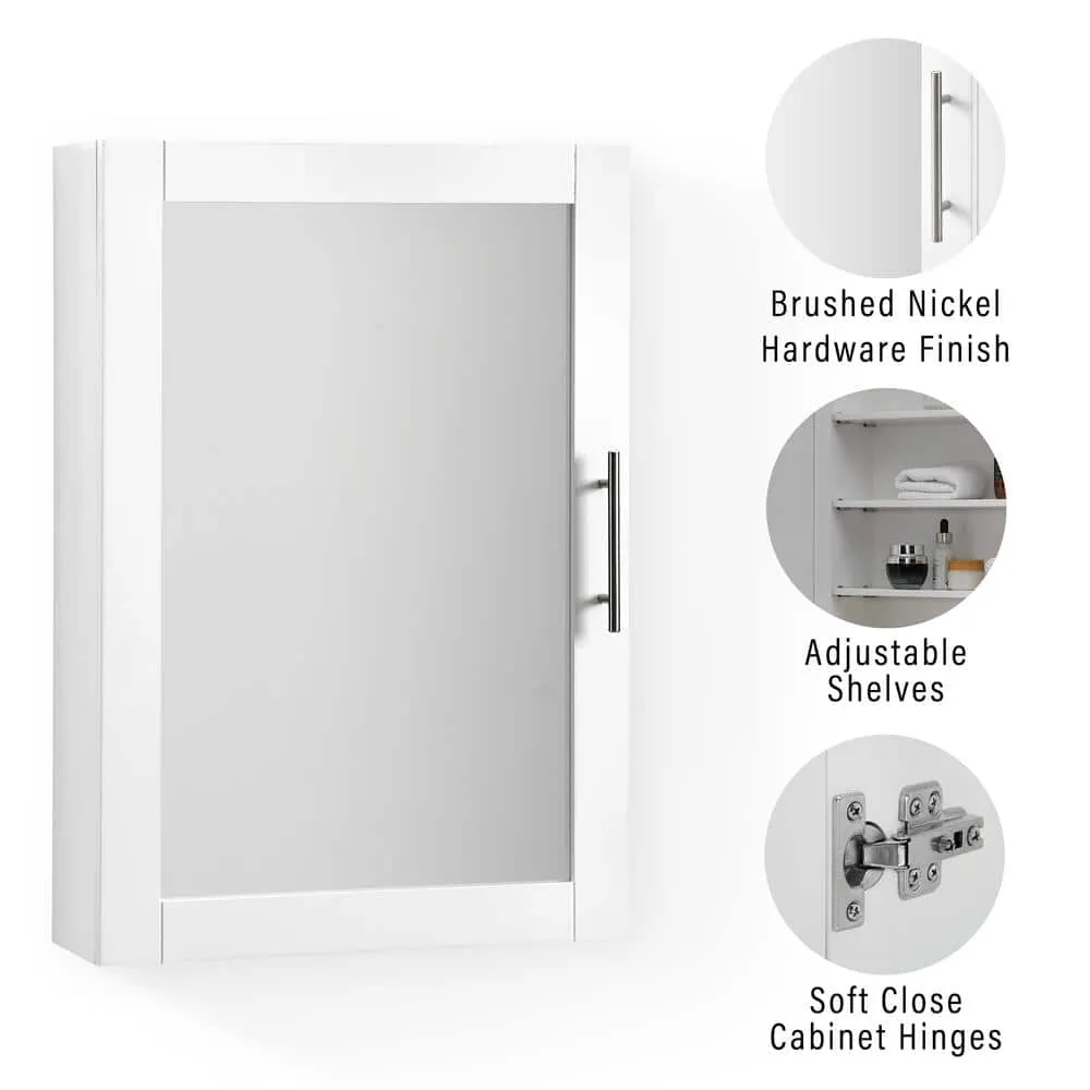 CROSLEY FURNITURE Savannah 18 in. x 26 in. x 6 in. Surface-Mounted Mirrored Medicine Cabinet in White, photo 7 of 7