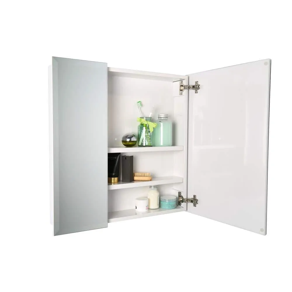 Croydex 24 in. W x 24 in. H x 5 in. D Frameless Bi-View Surface-Mount Medicine Cabinet with Easy Hang System in White, photo 9 of 12