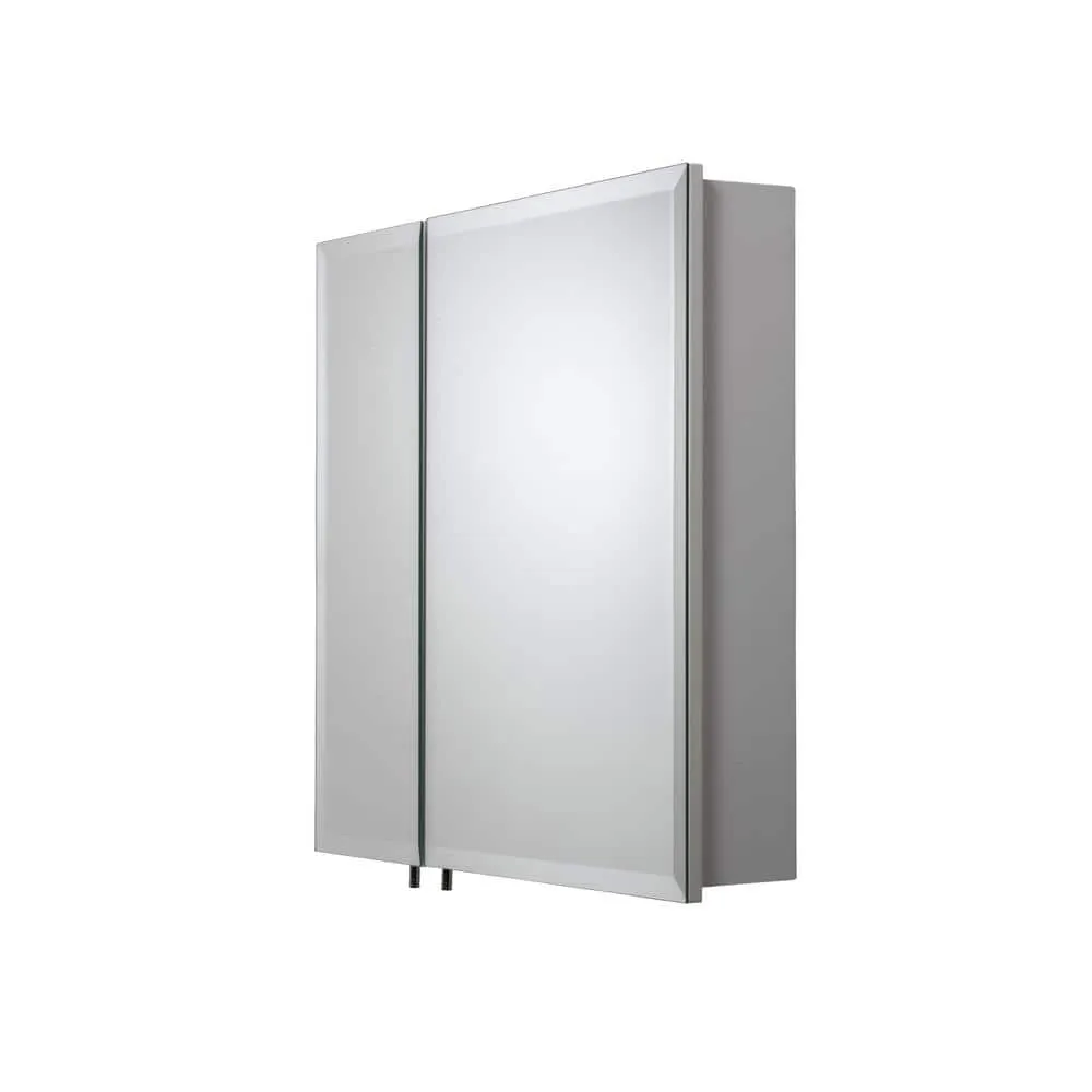 Croydex 24 in. W x 24 in. H x 5 in. D Frameless Bi-View Surface-Mount Medicine Cabinet with Easy Hang System in White, photo 7 of 12
