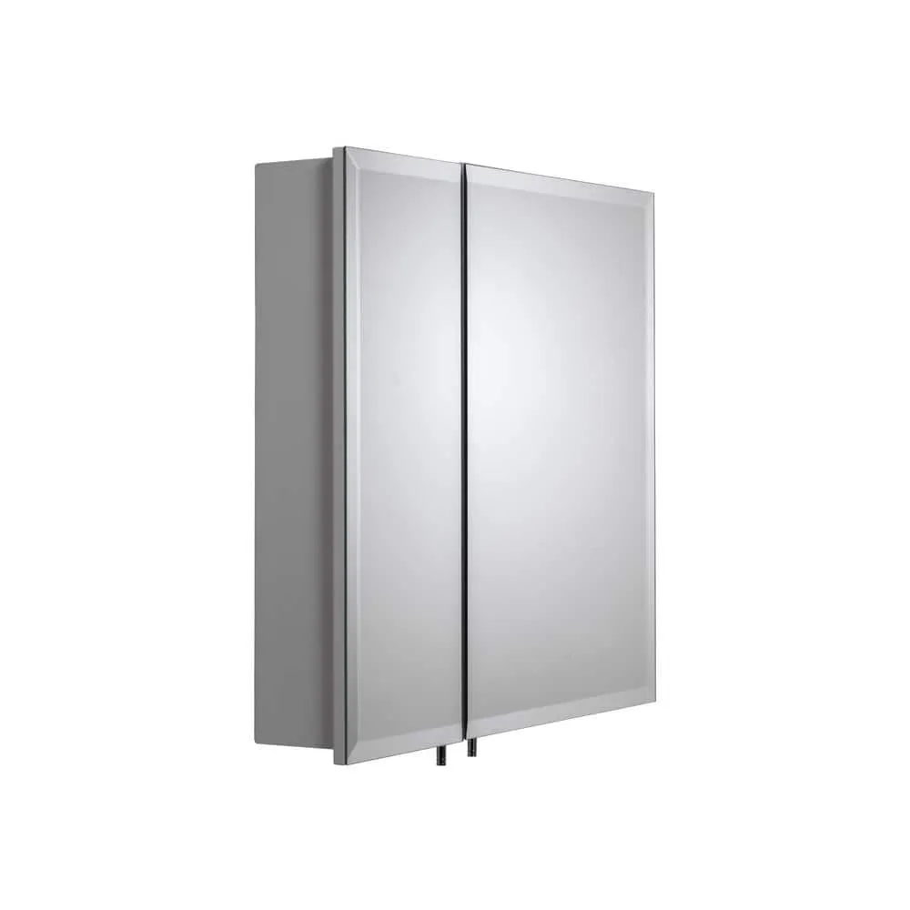 Croydex 24 in. W x 24 in. H x 5 in. D Frameless Bi-View Surface-Mount Medicine Cabinet with Easy Hang System in White, photo 6 of 12