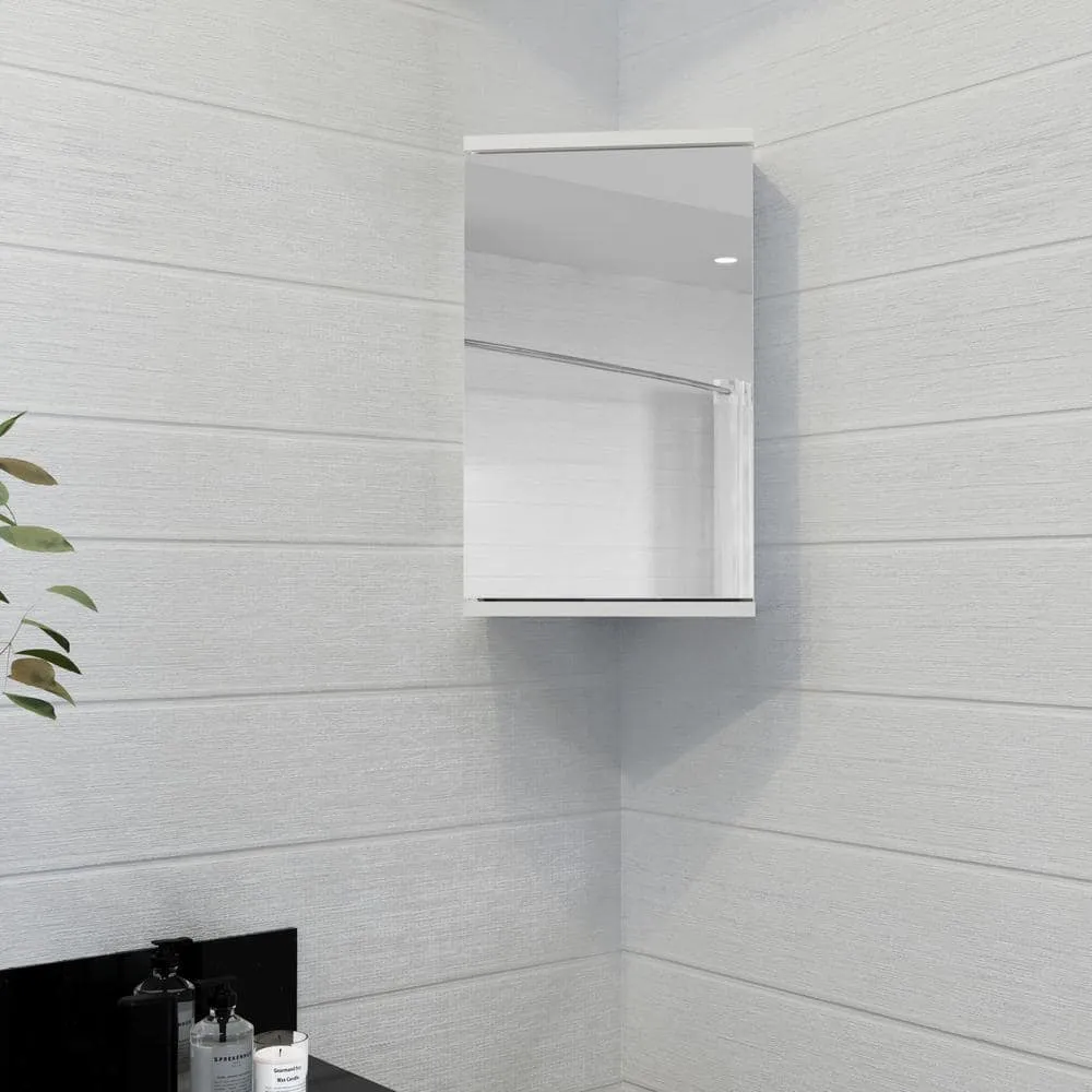 Croydex Simplicity 11.81 in (W) x 19.69 in. (H) Framed Surface Mount Corner Bathroom Medicine Cabinet in White, photo 8 of 8