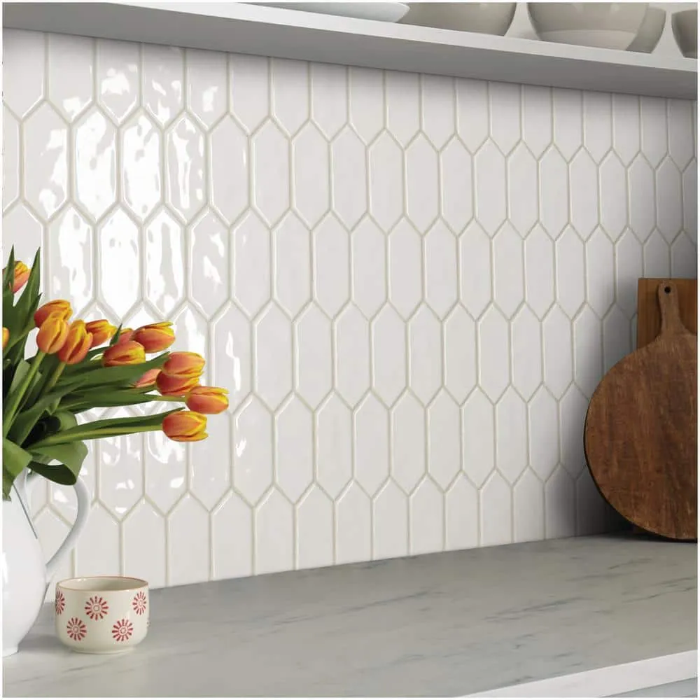 Marazzi LuxeCraft 11 in. x 12 in. x 6.35 mm White Ceramic Picket Mosaic Wall Tile (0.73 sq. ft. per piece), photo 4 of 8