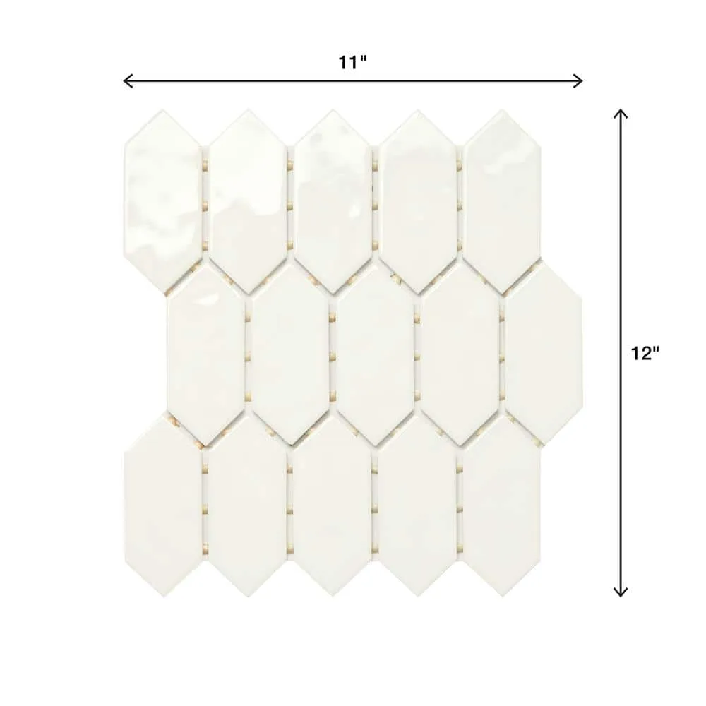 Marazzi LuxeCraft 11 in. x 12 in. x 6.35 mm White Ceramic Picket Mosaic Wall Tile (0.73 sq. ft. per piece), photo 3 of 8