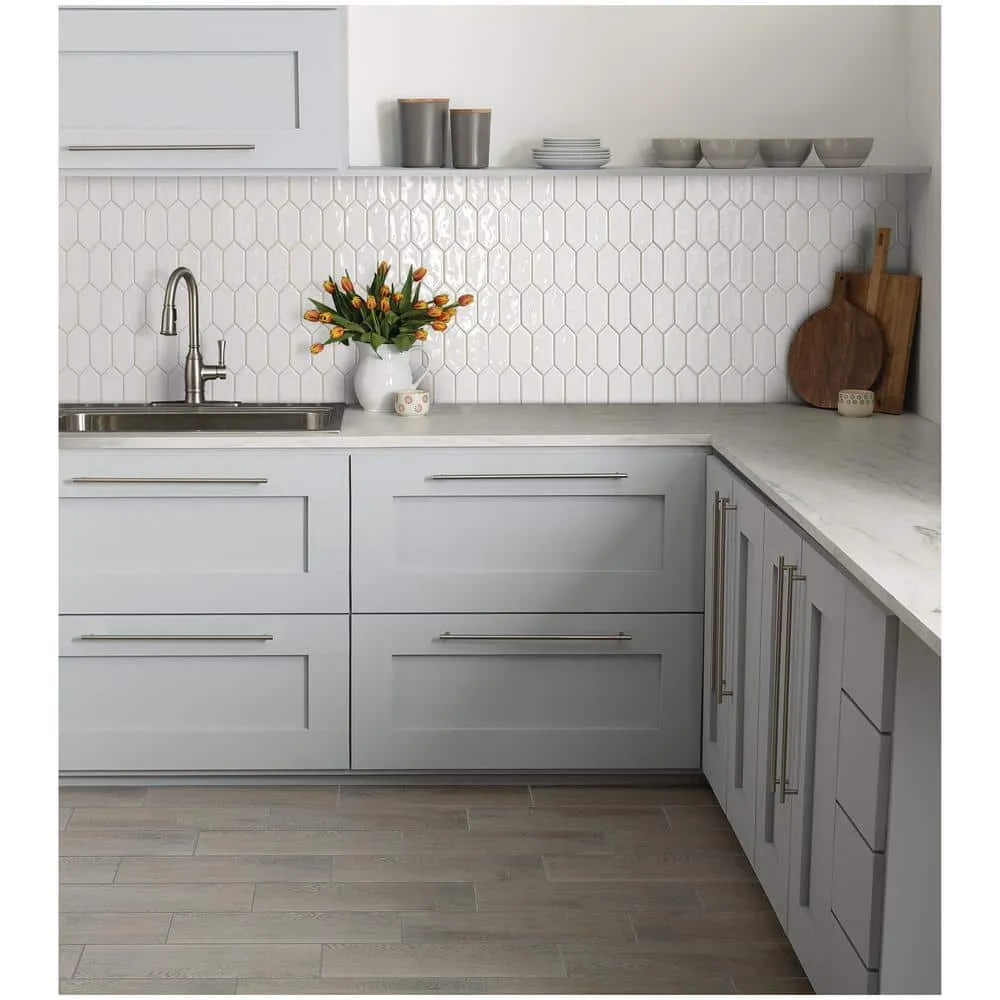 Marazzi LuxeCraft 11 in. x 12 in. x 6.35 mm White Ceramic Picket Mosaic Wall Tile (0.73 sq. ft. per piece), photo 5 of 8