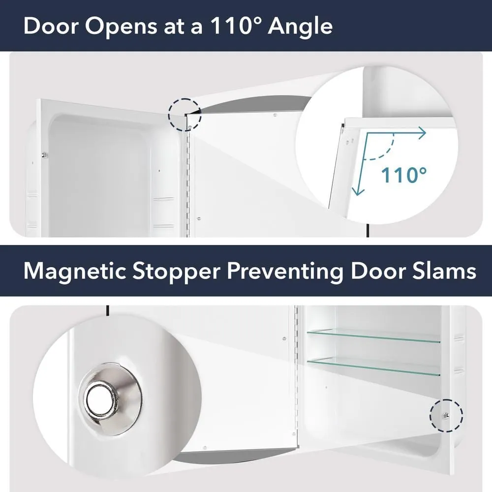 Deco Mirror 16 in. W x 30 in. H x 4-1/2 in. D Frameless Recessed V-Groove Beveled Eclipse Bathroom Medicine Cabinet, photo 5 of 8