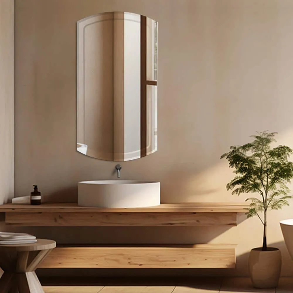 Deco Mirror 16 in. W x 30 in. H x 4-1/2 in. D Frameless Recessed V-Groove Beveled Eclipse Bathroom Medicine Cabinet, photo 2 of 8