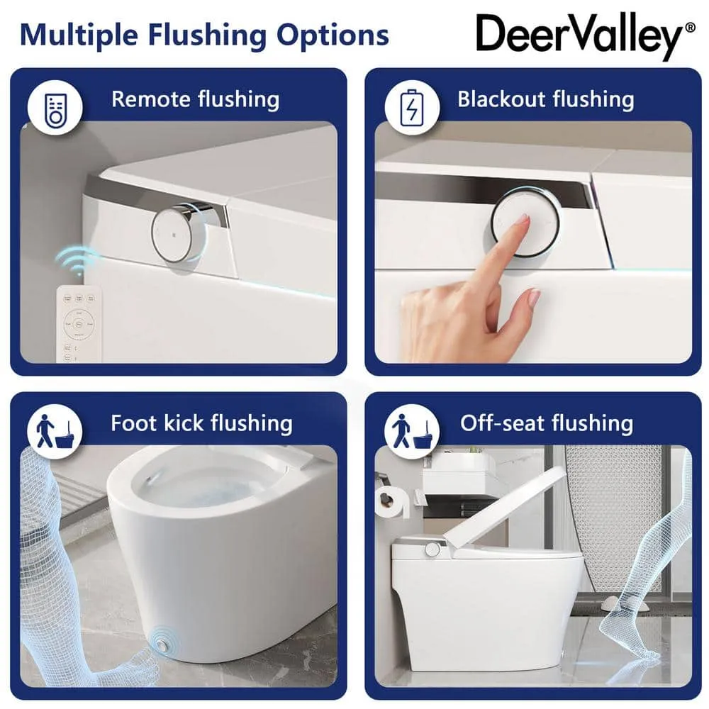 DEERVALLEY Elongated Smart Toilet Bidet with Remote and Heated Seat - White, photo 5 of 10