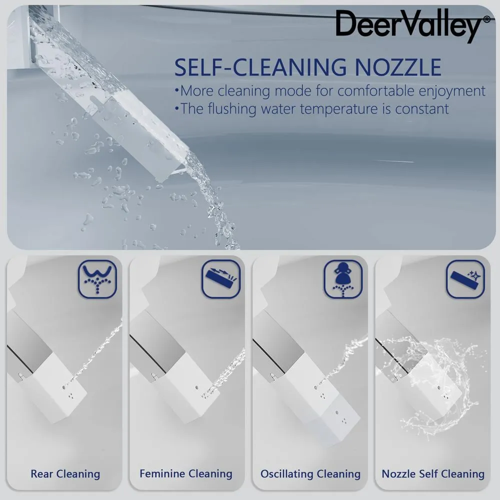 DEERVALLEY Elongated Smart Toilet Bidet with Remote and Heated Seat - White, photo 7 of 10