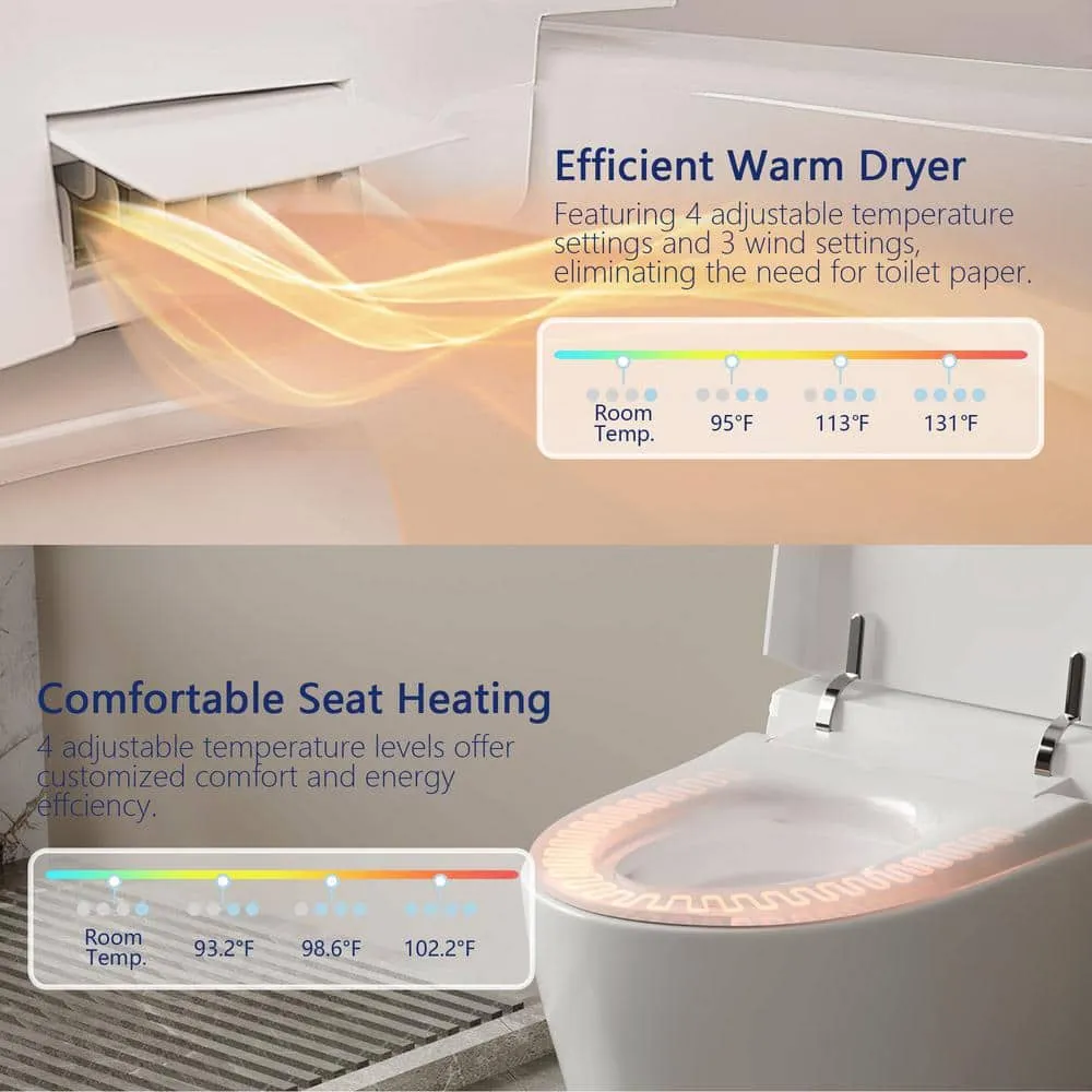 DEERVALLEY Elongated Smart Toilet Bidet with Remote and Heated Seat - White, photo 4 of 10