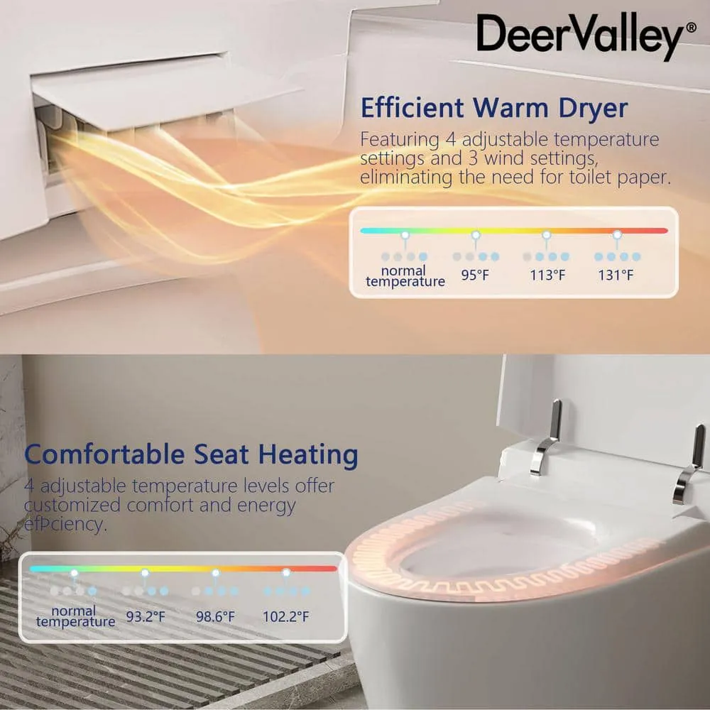 DEERVALLEY Elongated Smart Toilet Bidet with Auto Flush, Warm Water & Air Dryer, photo 5 of 10