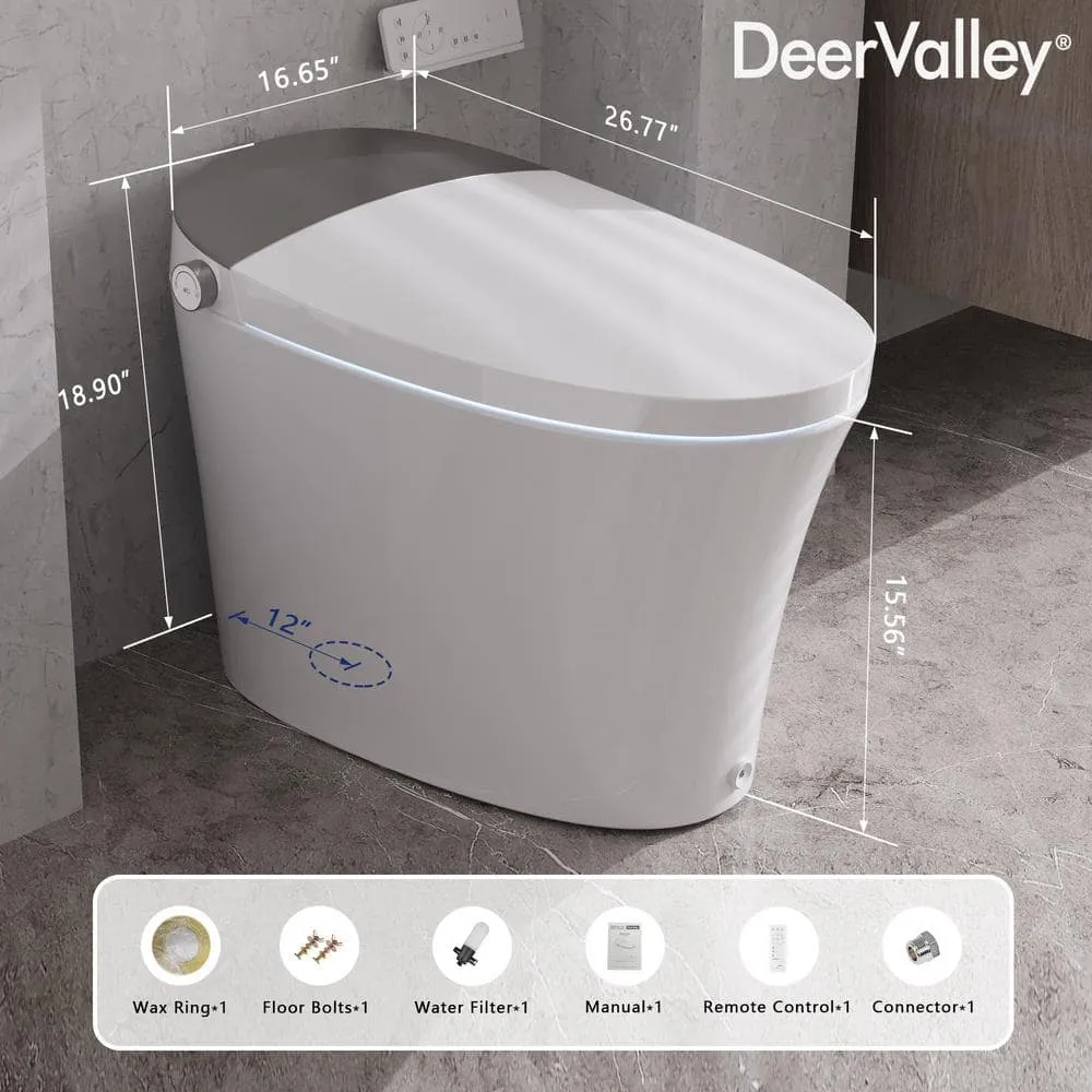 DEERVALLEY Elongated Smart Toilet Bidet with Auto Flush, Warm Water & Air Dryer, photo 3 of 10