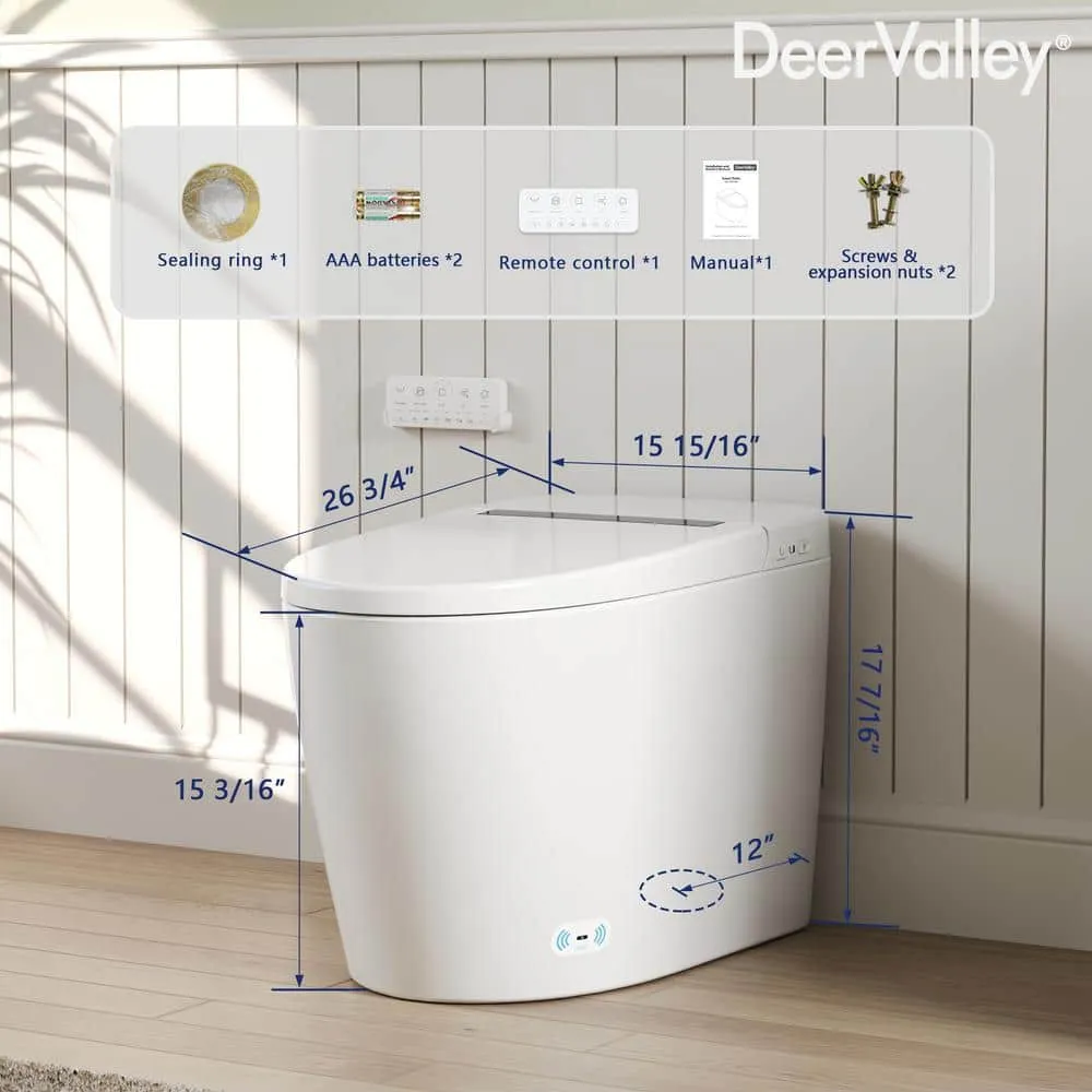 DEERVALLEY Tankless Elongated Smart Toilet Bidet with Auto Flush & Heated Seat, photo 3 of 10