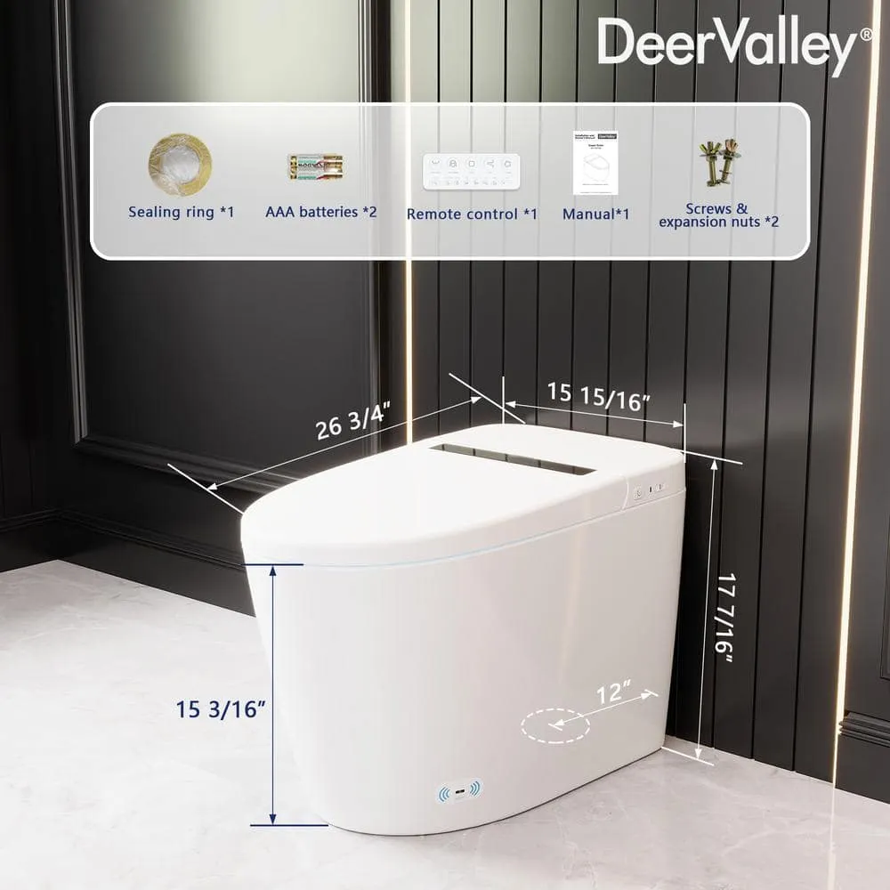DEERVALLEY Smart Bidet Toilet with Auto Open/Flush, Warm Water, Air Dryer, photo 3 of 10