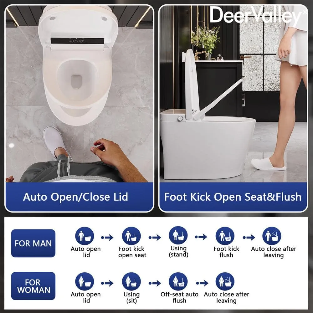 DEERVALLEY Smart Bidet Toilet with Auto Open/Flush, Warm Water, Air Dryer, photo 9 of 10