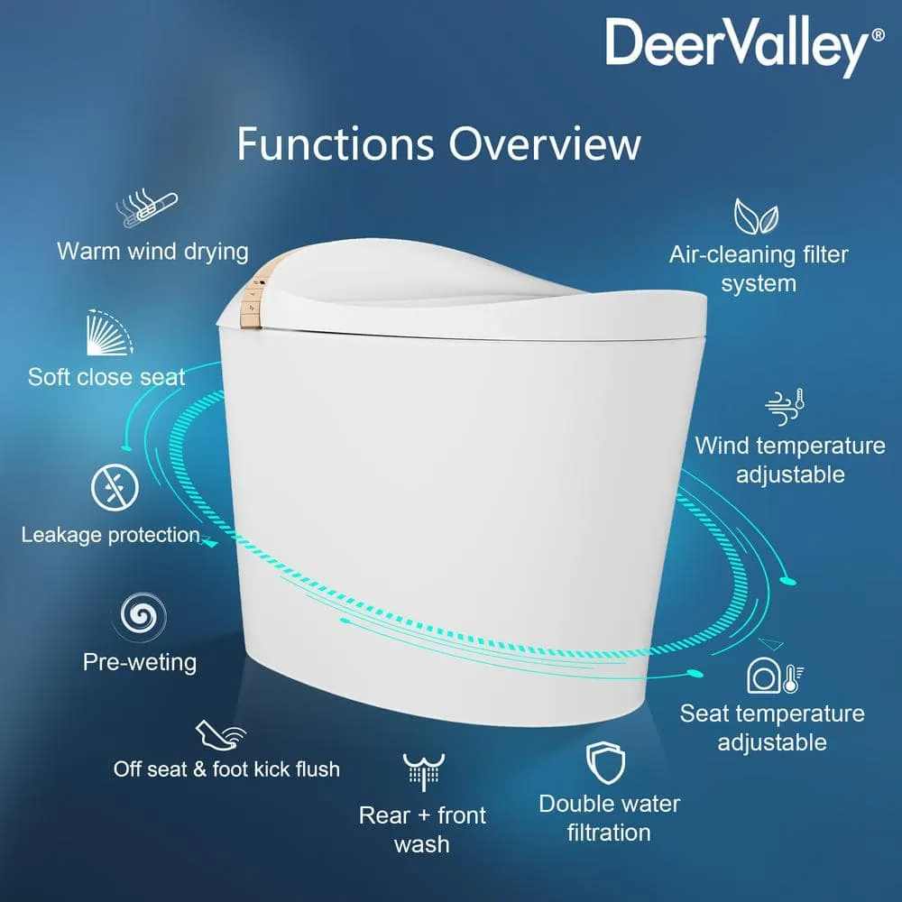 DEERVALLEY Tankless Smart Toilet Bidet with Auto Flush and Warm Water Dryer, photo 10 of 10