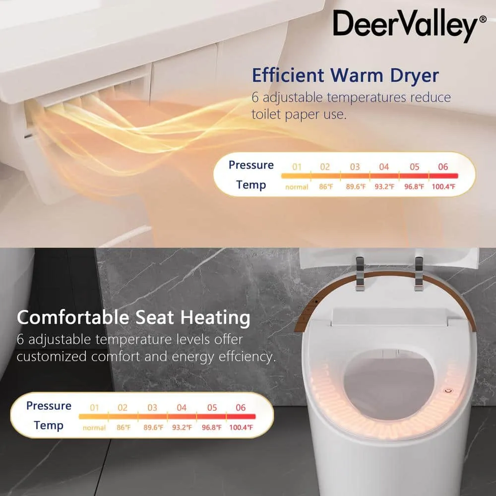 DEERVALLEY Tankless Smart Toilet Bidet with Auto Flush and Warm Water Dryer, photo 6 of 10