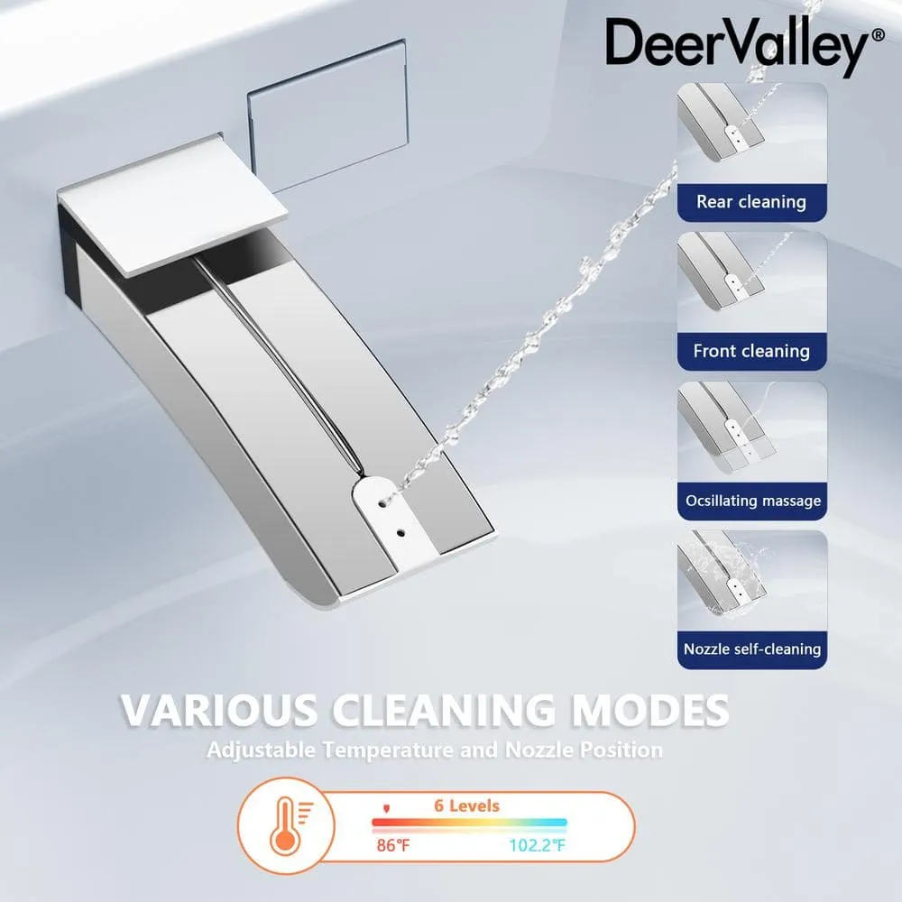 DEERVALLEY Tankless Elongated Smart Toilet Bidet with Auto Close, UV Sterilization & Warm Water Dryer, photo 9 of 10