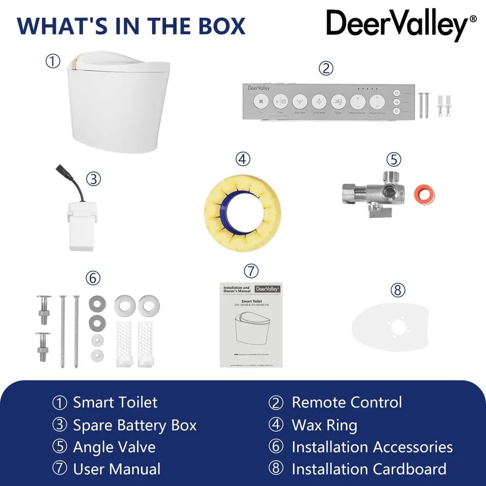 DEERVALLEY Tankless Elongated Smart Toilet Bidet with Auto Close, UV Sterilization & Warm Water Dryer, photo 6 of 10
