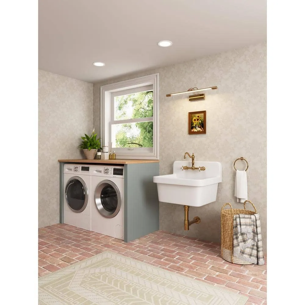 DEERVALLEY 10 Gallon Ceramic Wall Mount Laundry Utility Sink with Basket Strainer, photo 2 of 10