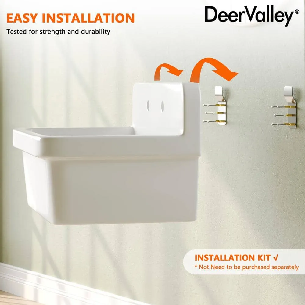 DEERVALLEY 30 in. Wall Mount Laundry/Utility Sink, White Single Bowl, photo 10 of 10