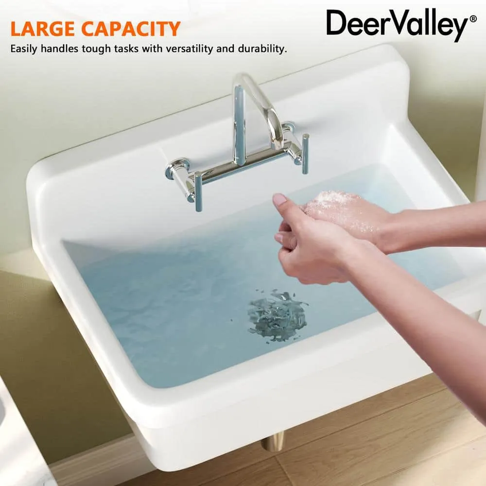 DEERVALLEY 30 in. Wall Mount Laundry/Utility Sink, White Single Bowl, photo 6 of 10