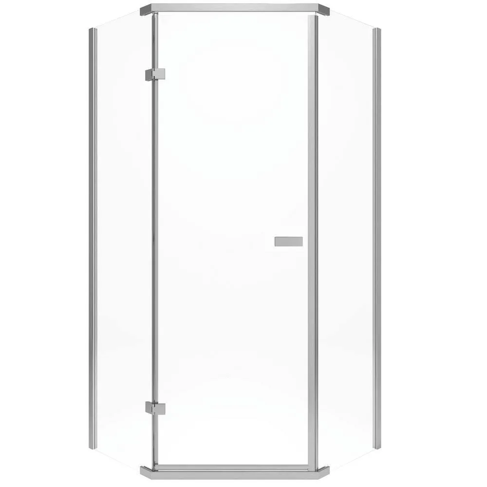 Delta 38 in. x 72 in. Semi-Frameless Pivot Door in Stainless with 38 in. x 38 in. Neo Angle Corner Shower Base in White, photo 4 of 6