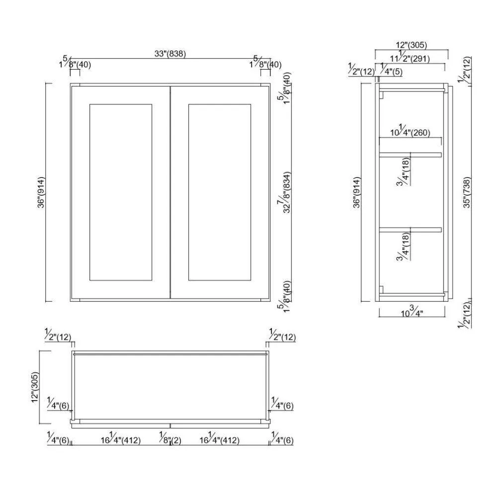 Design House Brookings Solid Wood Assembled Shaker 33 in. x 36 in. x 12 in. 2 Door Wall Kitchen Cabinet W3336 in White, photo 11 of 15
