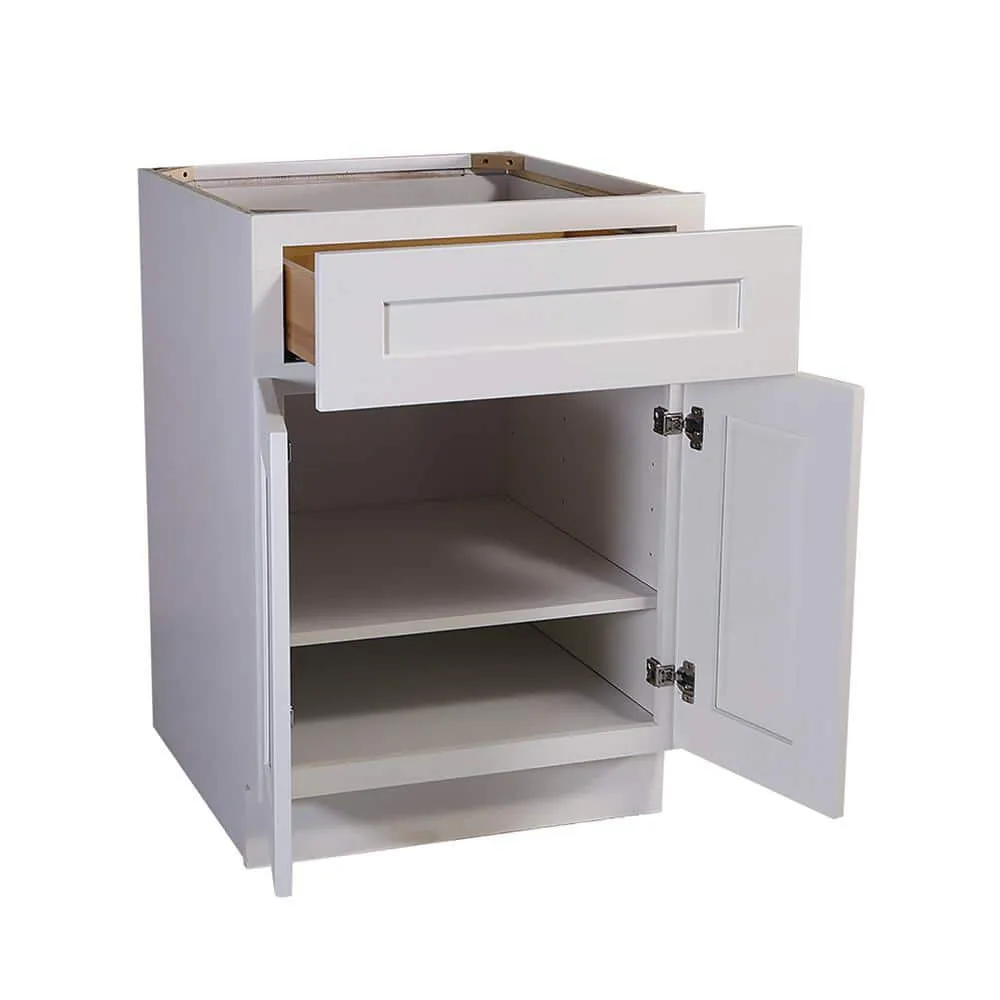 Design House Brookings Shaker 24in.Wx 24in.Dx 34.5in.H Solid Wood Assembled Base Kitchen Cabinet in Painted White w\ Soft Close Doors, photo 9 of 15