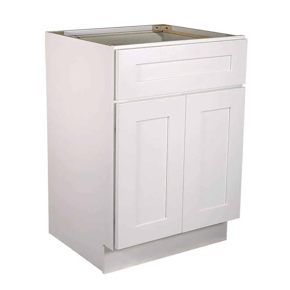 Design House Brookings Shaker 24in.Wx 24in.Dx 34.5in.H Solid Wood Assembled Base Kitchen Cabinet in Painted White w\ Soft Close Doors, photo 8 of 15