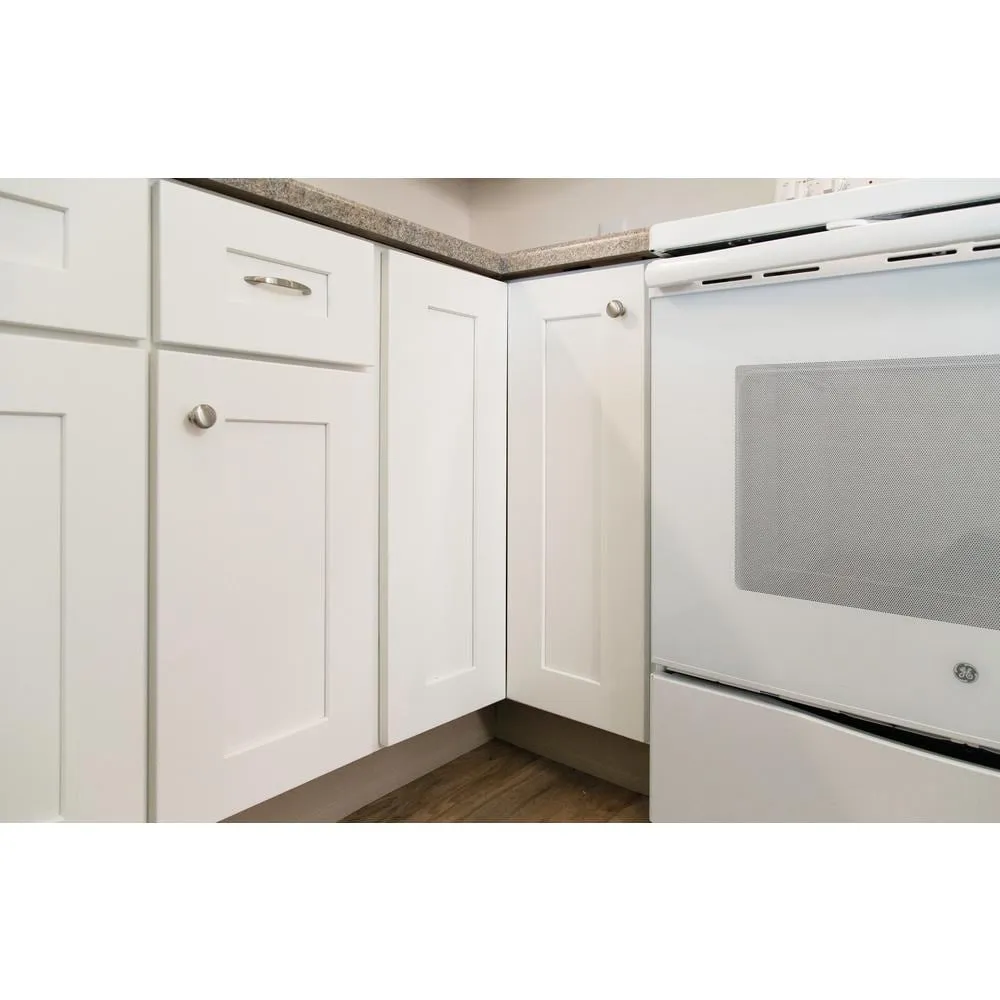 Design House Brookings Solid Wood Assembled Shaker 36 in. x 34.5 in. x 24 in. 2 Door Lazy Susan Corner Kitchen Cabinet LS36 in White, photo 2 of 14