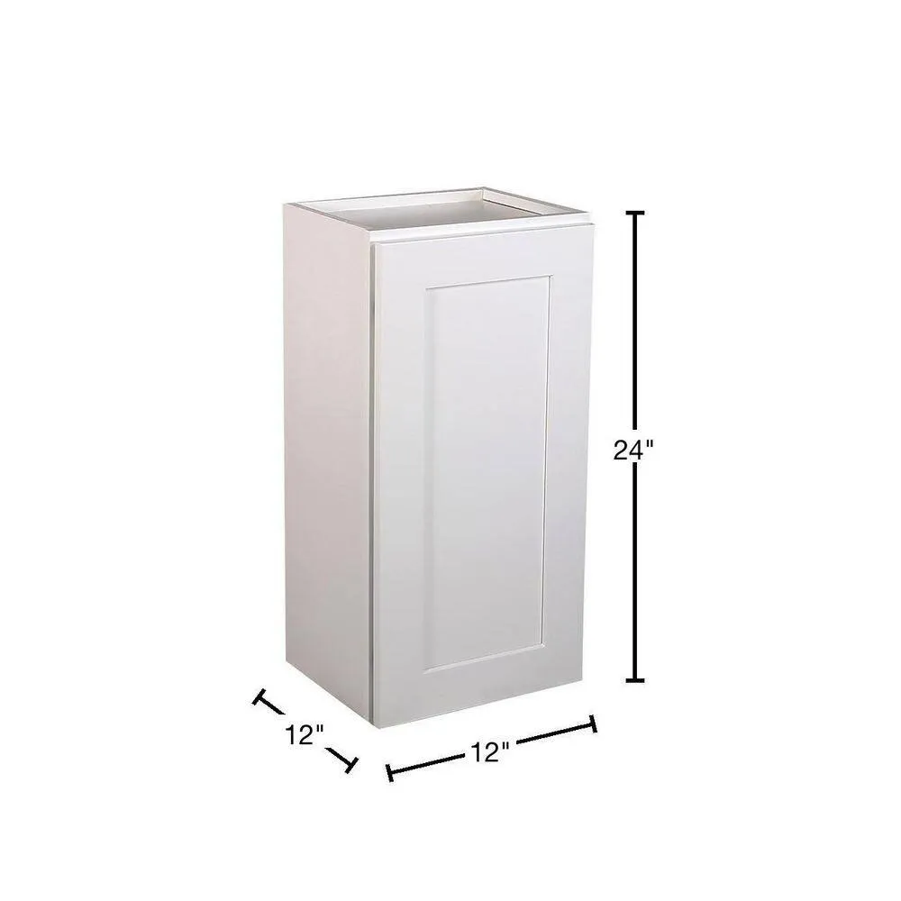 Design House Brookings Shaker 12in.W x 12in.D x 24in.H Solid Wood Assembled Wall Kitchen Cabinet in Painted White w\ Soft Close Door, photo 3 of 15