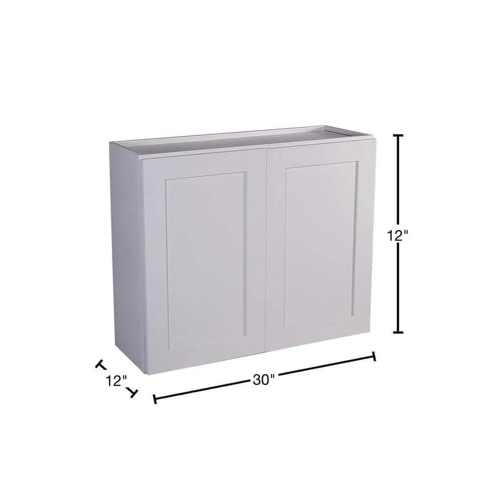 Design House Brookings Solid Wood Assembled Shaker 30 in. x 12 in. x 12 in. 2 Door Wall Kitchen Cabinet W3012 in White, photo 3 of 15