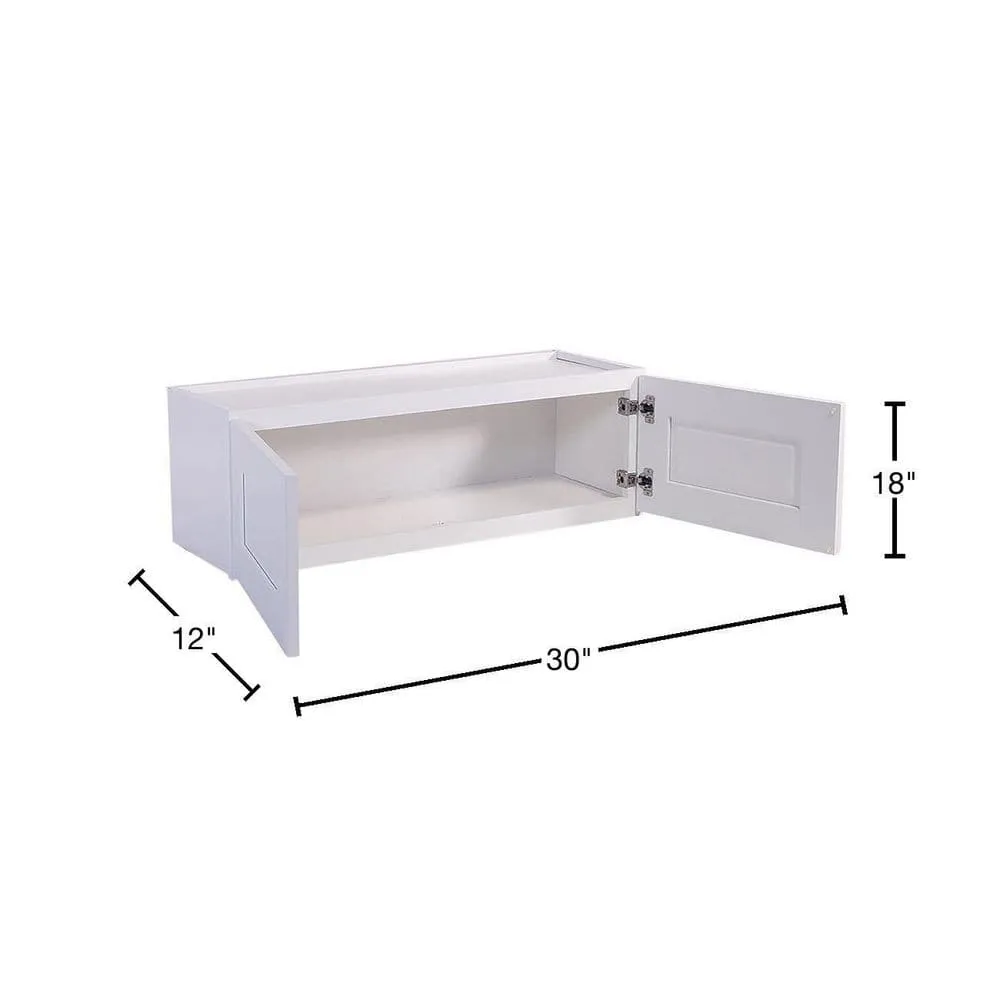 Design House Brookings Solid Wood Assembled Shaker 30 in. x 18 in. x 12 in. 2 Door Wall Kitchen Cabinet W3018 in White, photo 3 of 15