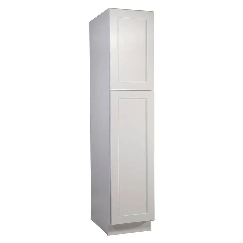 Design House Brookings Solid Wood Assembled Shaker 18 in. x 84 in. x 24 in. 2 Door Pantry/Utility Kitchen Cabinet UC1884 in White, photo 4 of 15