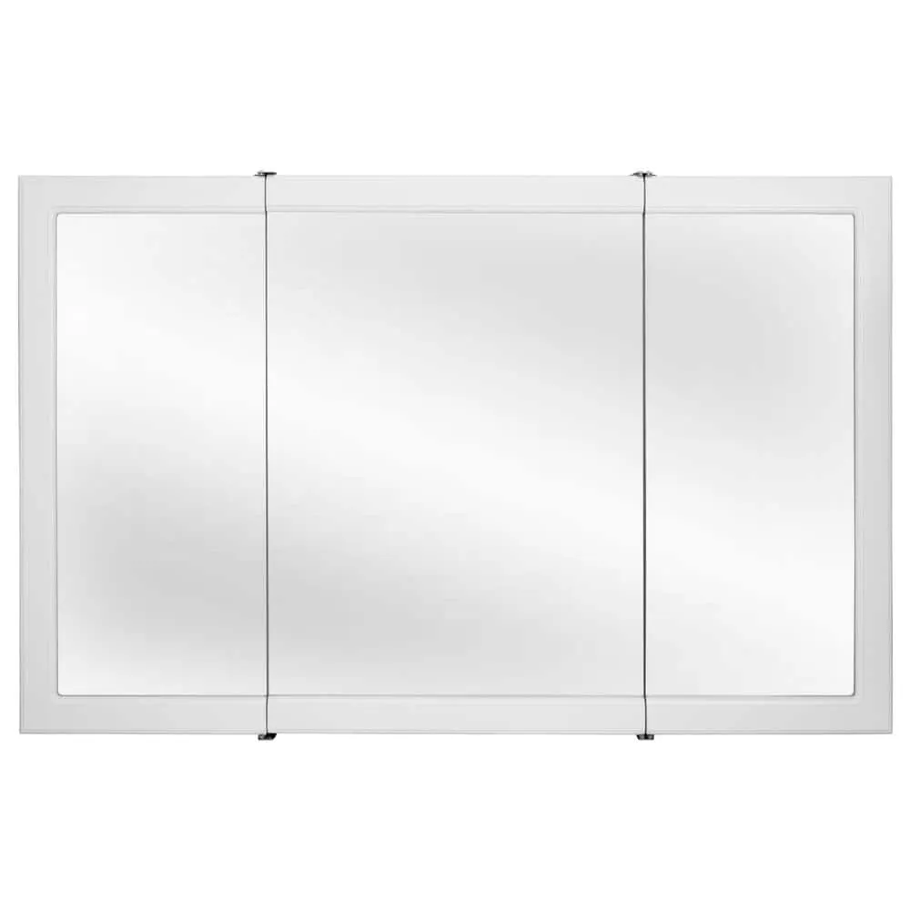 Design House Concord 48 in. W x 30 in. H Surface Mount Tri-View White Gloss Medicine Cabinet with Mirror, photo 3 of 15