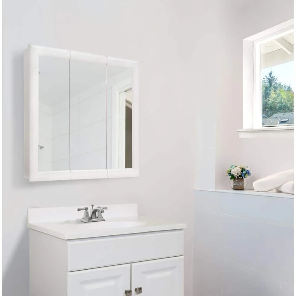 Design House Classic 24 in. x 24 in. x 4-3/4 in. Surface-Mount Tri-View Bathroom Medicine Cabinet in White, photo 9 of 9