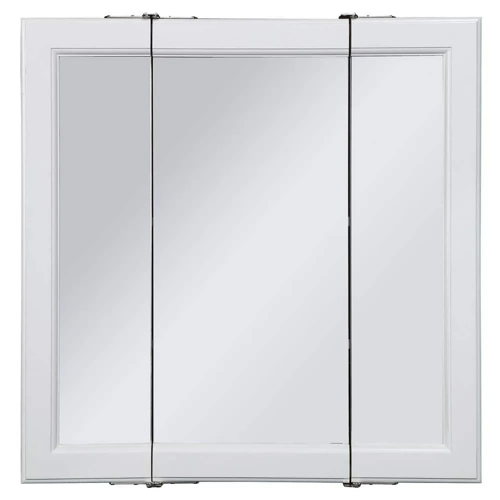 Design House Wyndham 36 in. W x 30 in. H x 4-3/4 in. D Framed Tri-View Surface-Mount Bathroom Medicine Cabinet in White Semi-Gloss, photo 4 of 11