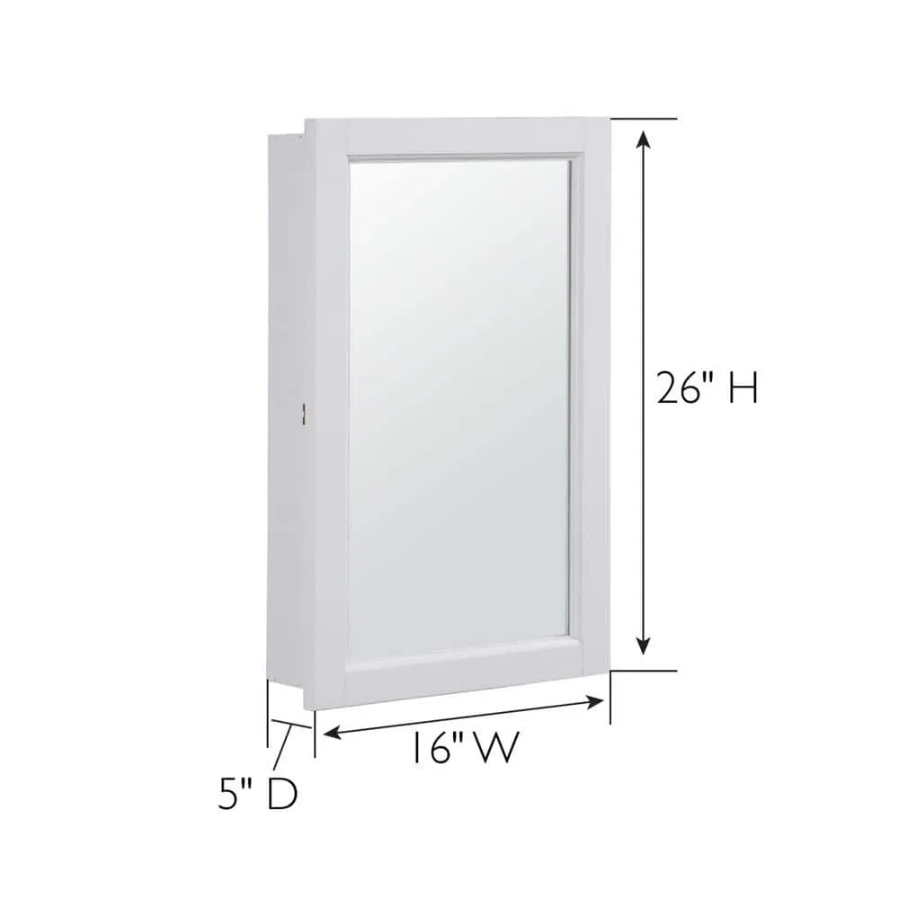 Design House Concord 5 in. x 16 in. x 26 in. Single Door Surface Mount Medicine Cabinet with Mirror in White Gloss, photo 2 of 10