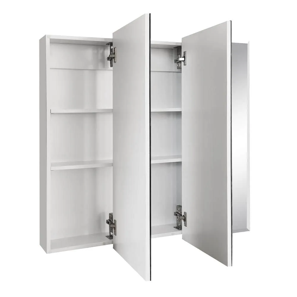 Design House Cyprus 30.4 in. W x 30.1 in. H Assembled Frameless Tri-View Recessed/Surface Mount Medicine Cabinet with Mirrors, photo 3 of 15