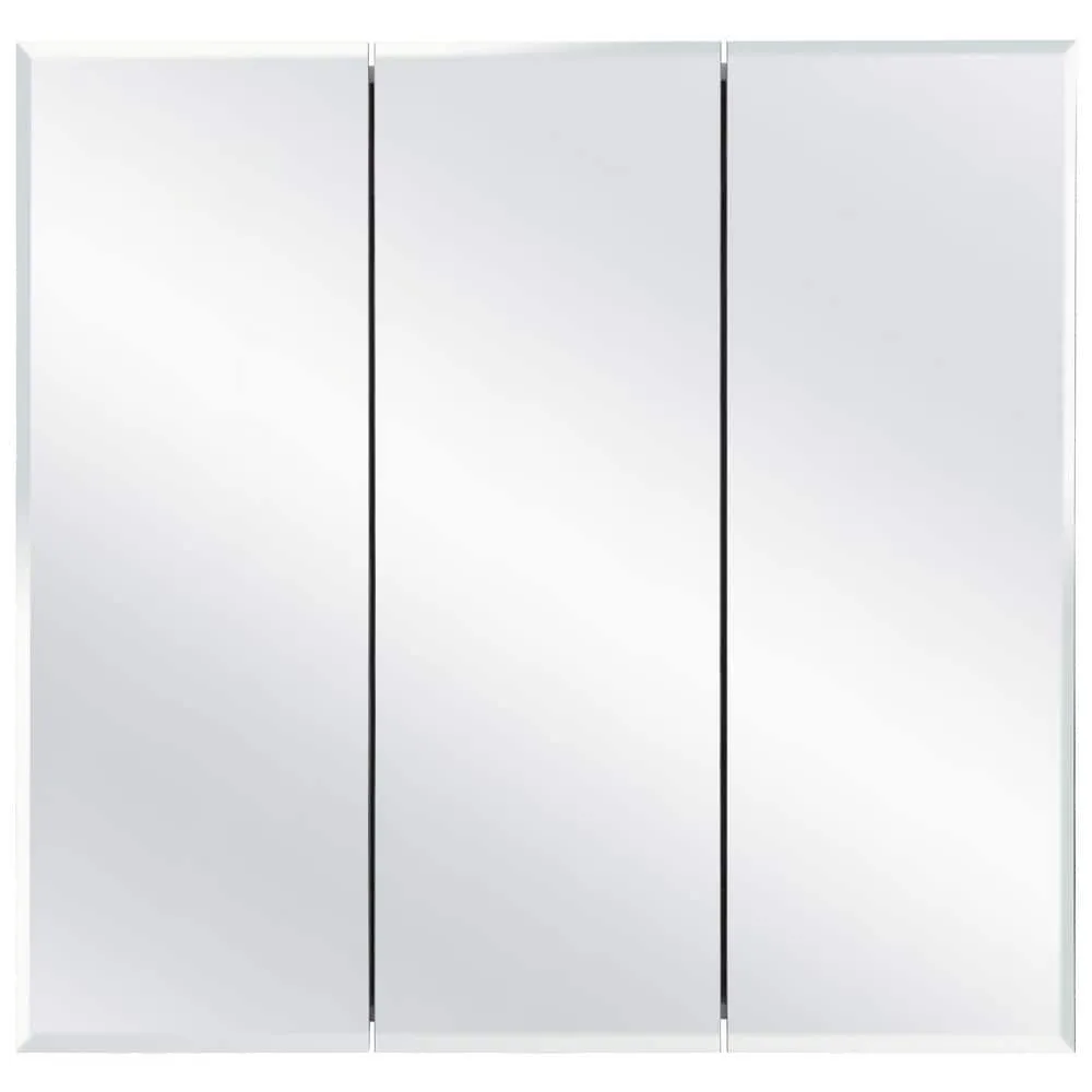 Design House Cyprus 30.4 in. W x 30.1 in. H Assembled Frameless Tri-View Recessed/Surface Mount Medicine Cabinet with Mirrors, photo 4 of 15