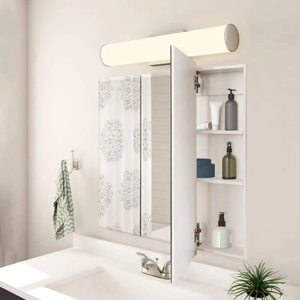 Design House Cyprus 36.3 in. x 30.1 in. Assembled Frameless Tri-View Recessed/Surface Mount Bathroom Medicine Cabinet with Mirrors, photo 13 of 14