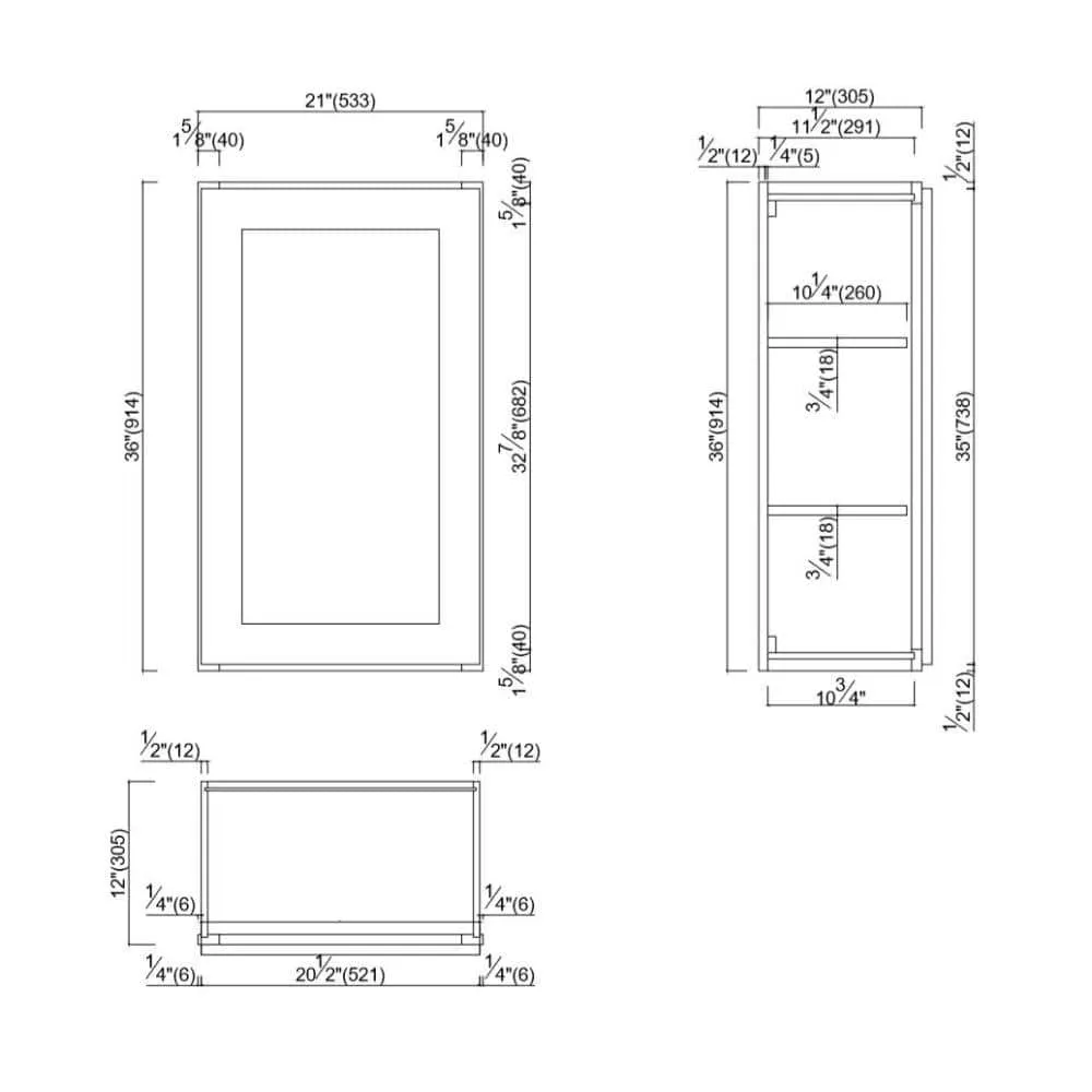 Design House Brookings Solid Wood Ready to Assemble Shaker 21 in. x 36 in. x 12 in. 1 Door Wall Kitchen Cabinet in White, photo 12 of 14