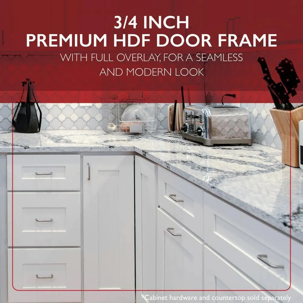 Design House Brookings Solid Wood Ready to Assemble Shaker 42x34.5x24 in. 2 Door 2 Drawer Base Kitchen Cabinet in White, photo 4 of 15