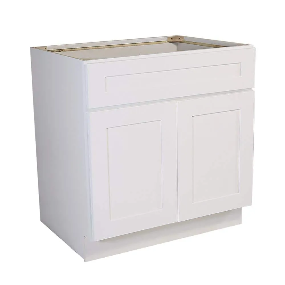 Design House Brookings Solid Wood Ready to Assemble Shaker 48 in. x 34.5 in. x 24 in. 2 Door Base Kitchen Cabinet Sink SB48 in White, photo 6 of 15