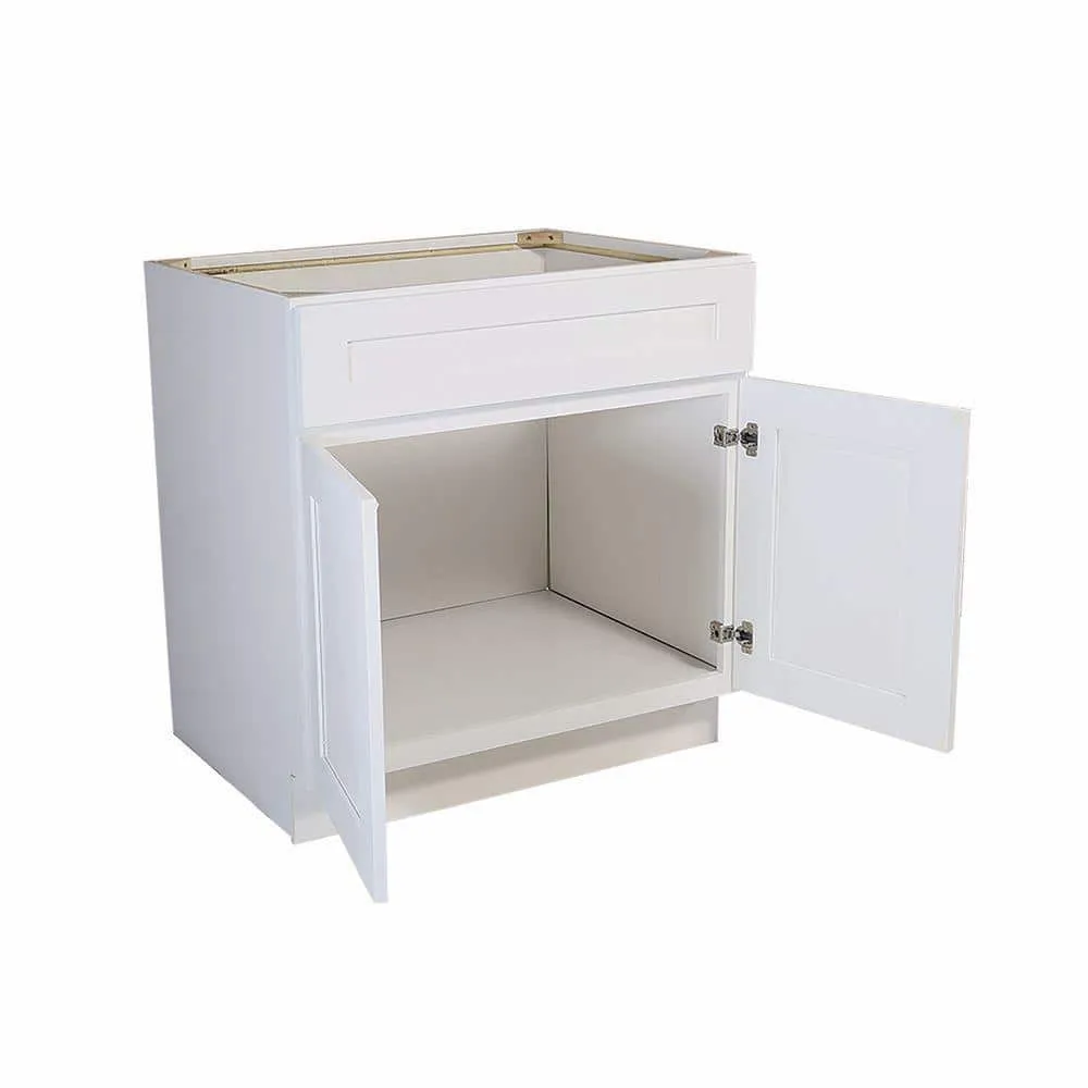 Design House Brookings Solid Wood Ready to Assemble Shaker 48 in. x 34.5 in. x 24 in. 2 Door Base Kitchen Cabinet Sink SB48 in White, photo 8 of 15