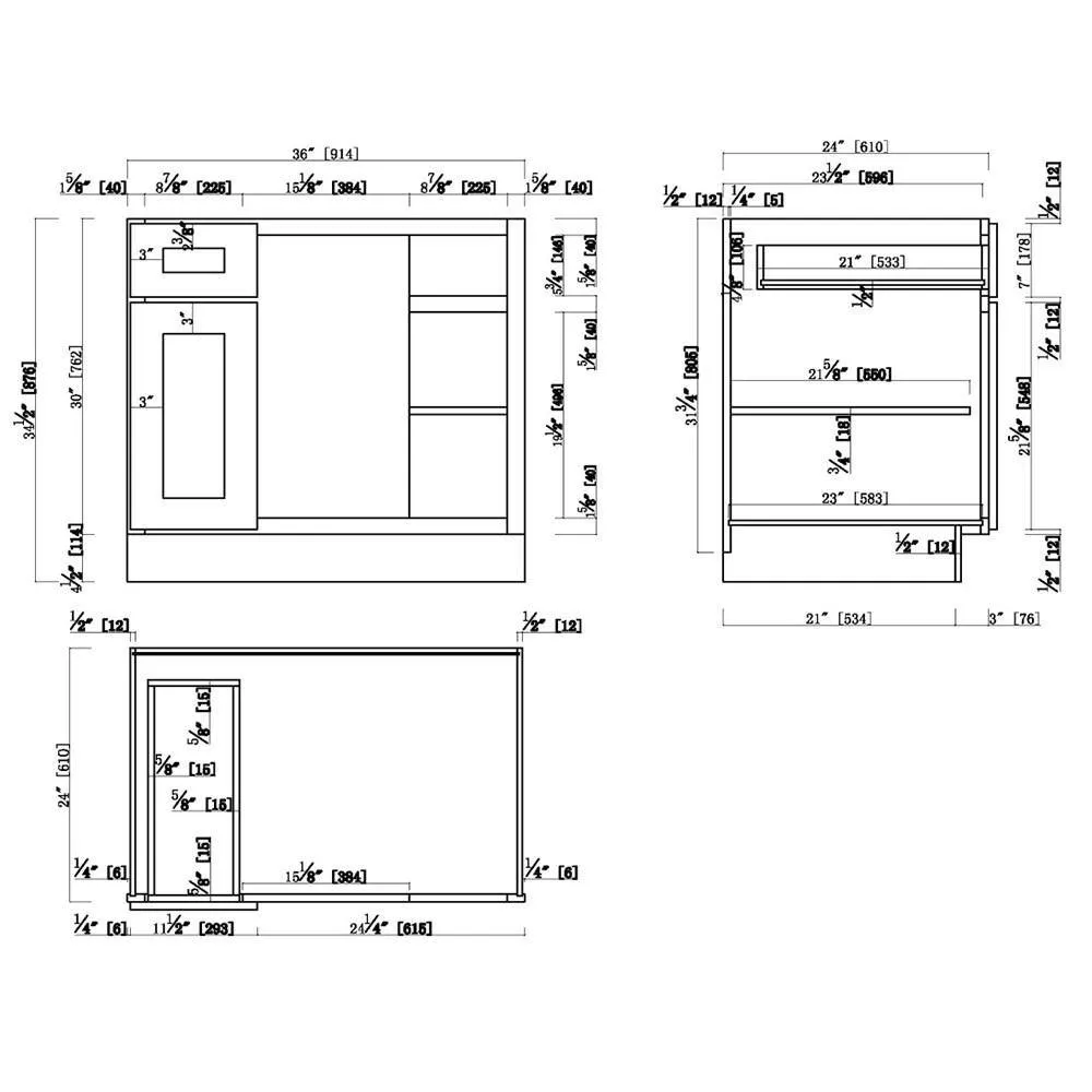 Design House Brookings Solid Wood Ready to Assemble Shaker 36in. x 34.5in. x 24in. 1 Door 1Drawer Blind Base Kitchen Cabinet in White, photo 11 of 15