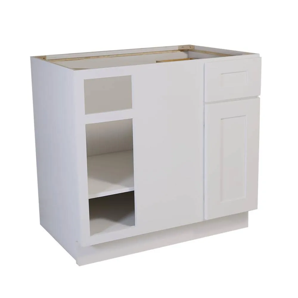 Design House Brookings Solid Wood Ready to Assemble Shaker 36in. x 34.5in. x 24in. 1 Door 1Drawer Blind Base Kitchen Cabinet in White, photo 9 of 15