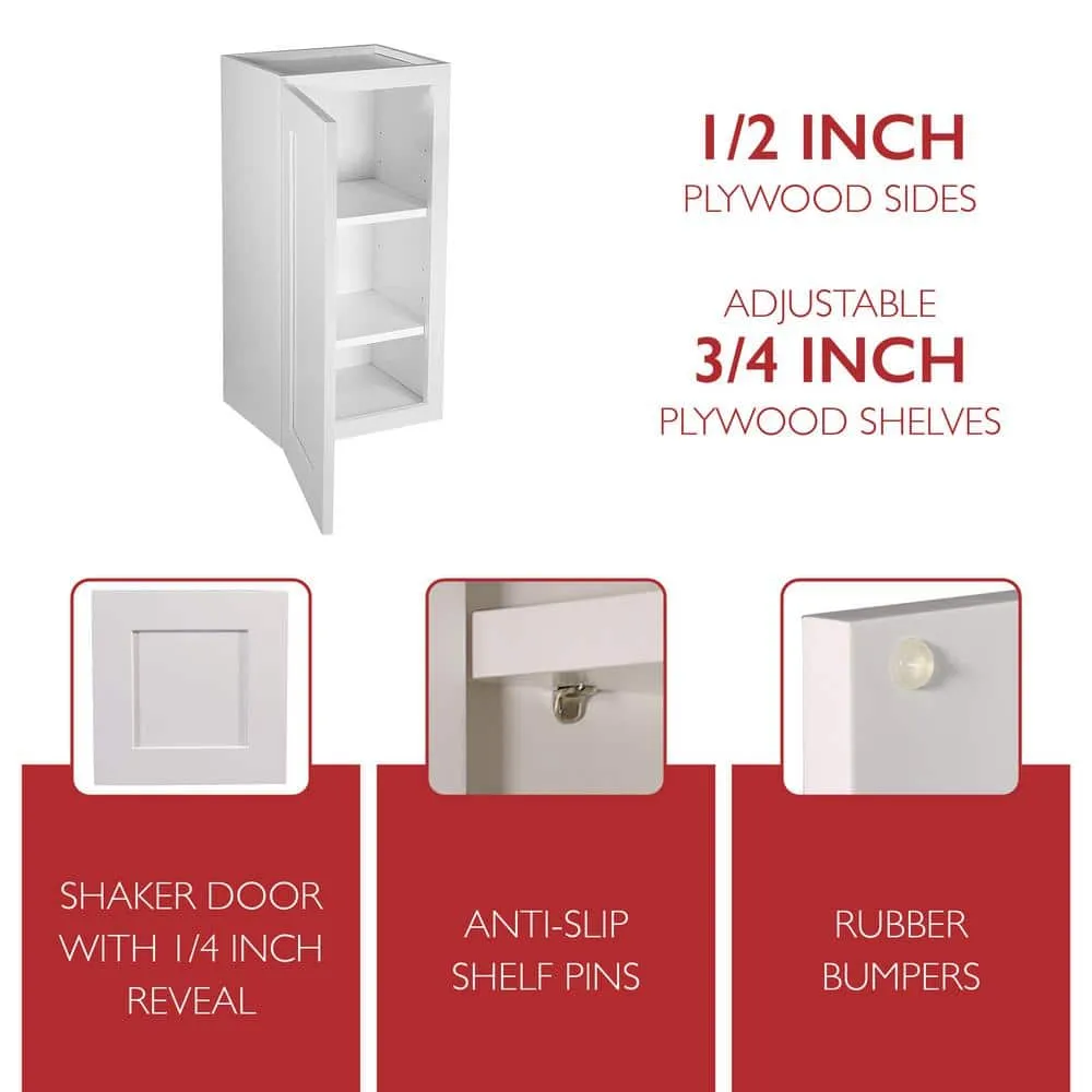 Design House Brookings Plywood Ready to Assemble Shaker 18x24x12 in. 1-Door Wall Kitchen Cabinet in White, photo 3 of 15