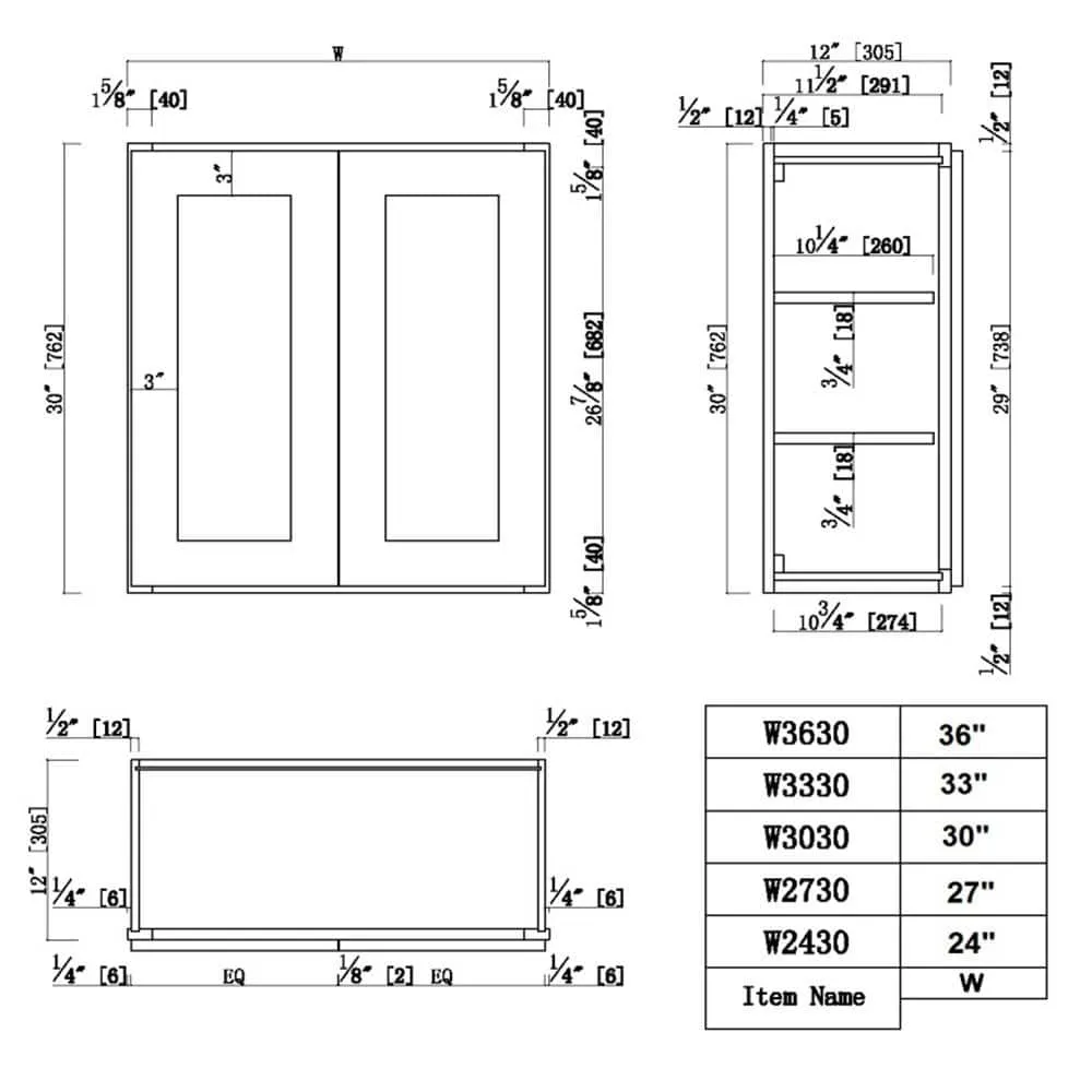 Design House Brookings Plywood Ready to Assemble Shaker 36x30x12 in. 2-Door Wall Kitchen Cabinet in White, photo 12 of 15