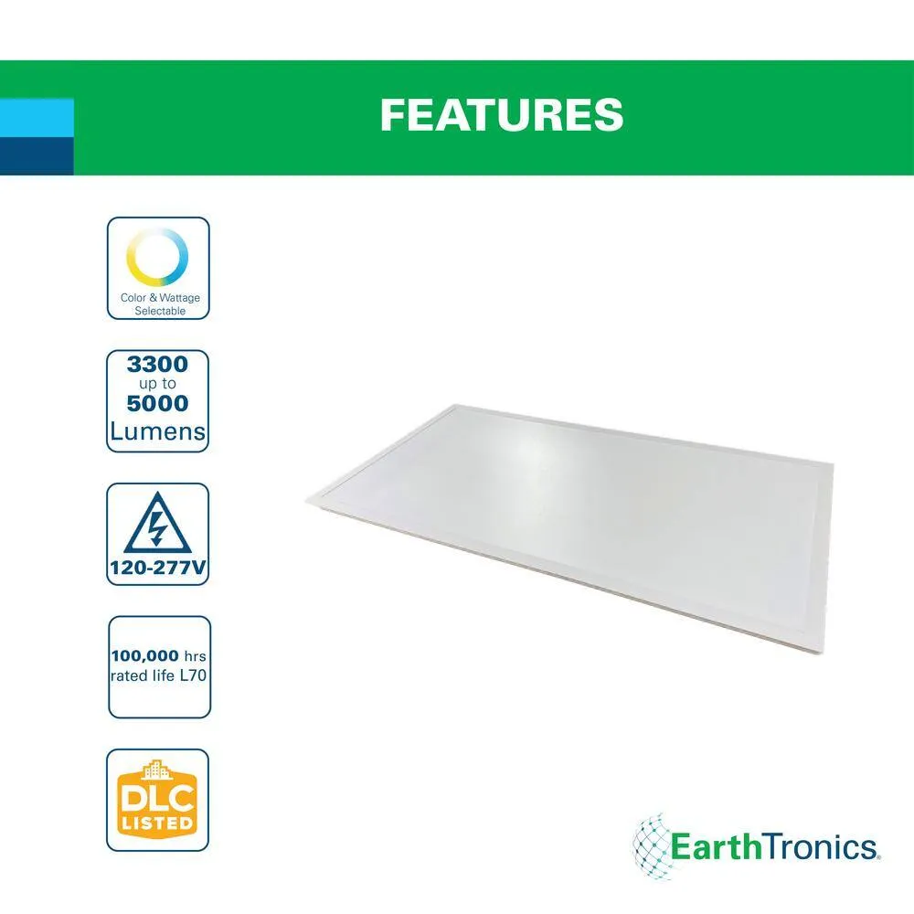 EarthTronics 2 ft. x 4 ft. 5000 Lumens Integrated LED Back-Lit Flat Panel Light, 3500K/4000K/5000K, (20-Pack), photo 2 of 9